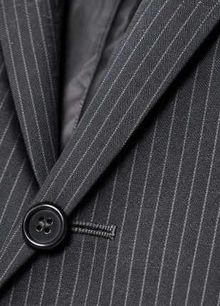 Polo Ralph Lauren Mens Dark Gray Pinstriped Notch Lapel Slim Fit 3-Piece Wool Suit - 38R