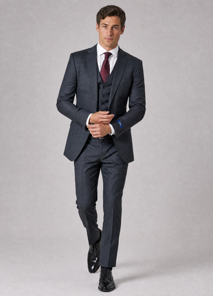 Polo Ralph Lauren Mens Dark Gray Pinstriped Notch Lapel Slim Fit 3-Piece Wool Suit - 38R