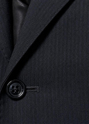 Zarconi Black Tonal Stripe Classic Fit Peak Lapel Wool 2-Button Suit 38R