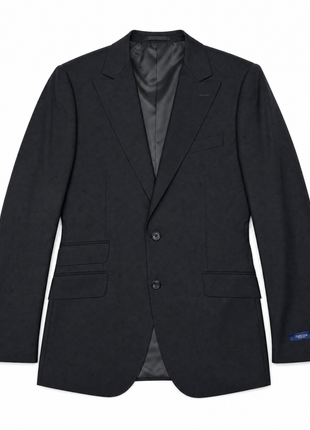 Zarconi Black Tonal Stripe Classic Fit Peak Lapel Wool 2-Button Suit 38R