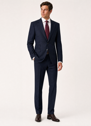 Zarconi Black Tonal Stripe Classic Fit Peak Lapel Wool 2-Button Suit 38R