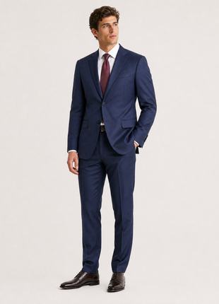 Roberto Cavalli Navy Pinstripe Notch Lapel Comfort fit 2-Button Wool Suit 42R