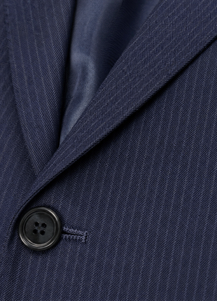 Roberto Cavalli Navy Pinstripe Notch Lapel Comfort fit 2-Button Wool Suit 42R