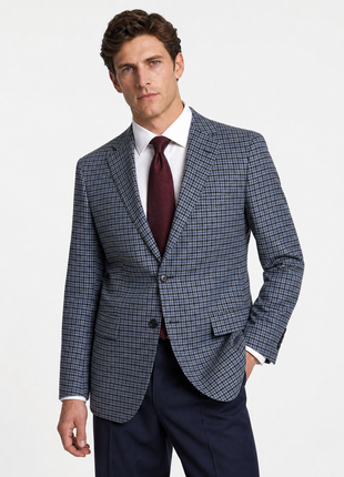 Luigi Baldo Blue & Black Glen Plaid Classic Fit Cashmere 2-Button Sport Coat 42R