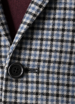 Luigi Baldo Blue & Black Glen Plaid Classic Fit Cashmere 2-Button Sport Coat 42R