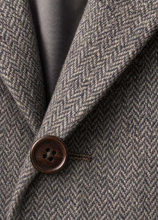 Luigi Baldo Brown Herringbone Notch Lapel Slim Fit 2-Button Cashmere Sport Coat