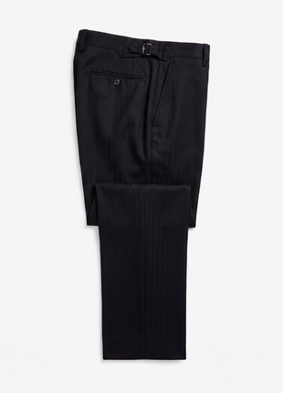 Ralph Lauren Purple Label Mens Black Herringbone Notch Lapel Slim Fit 3-Piece Wool Suit - 38R