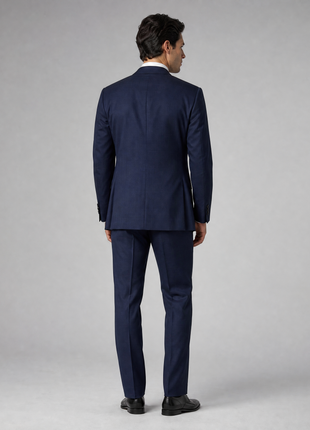 Ralph Lauren Purple Label Mens Navy Windowpane Notch Lapel Slim Fit 2-Button Wool Suit - 44R