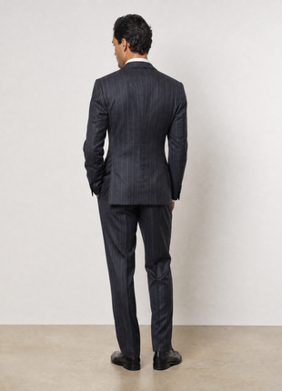 Ralph Lauren Purple Label Mens Charcoal Chalk Stripe Notch Lapel Slim Fit 3-Piece Cashmere Suit - 38L
