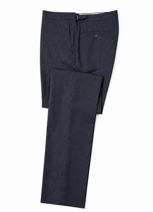 Ralph Lauren Purple Label Mens Dark Blue Pinstripe Peak Lapel Slim Fit 2-Button Wool Suit - 38L