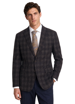 Joe New York Espresso Brown Glen Plaid Pure Wool  Classic Fit 2-Button Sport Coat 42R