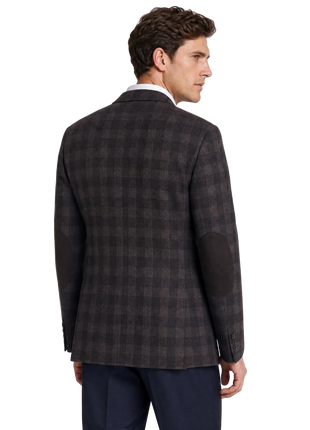 Joe New York Espresso Brown Glen Plaid Pure Wool  Classic Fit 2-Button Sport Coat 42R
