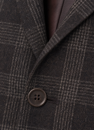 Joe New York Espresso Brown Glen Plaid Pure Wool  Classic Fit 2-Button Sport Coat 42R