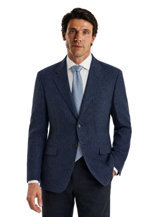 Avi Rossini by Sartoria Partenopea  Navy Blue Shantung Weave Classic Fit Silk Wool Blend 3-Button Sport Coat 42R
