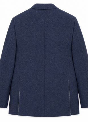 Avi Rossini by Sartoria Partenopea  Navy Blue Shantung Weave Classic Fit Silk Wool Blend 3-Button Sport Coat 42R