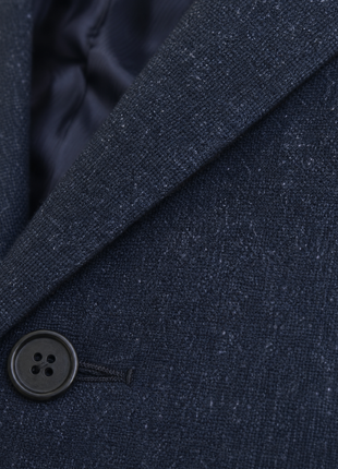Avi Rossini by Sartoria Partenopea  Navy Blue Shantung Weave Classic Fit Silk Wool Blend 3-Button Sport Coat 42R