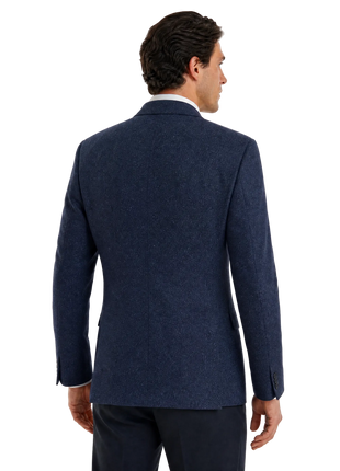 Avi Rossini by Sartoria Partenopea  Navy Blue Shantung Weave Classic Fit Silk Wool Blend 3-Button Sport Coat 42R