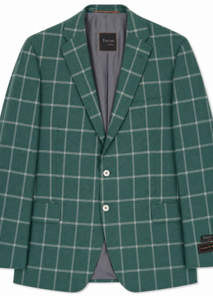 Lanificio Di Bielle By Tiglio Luxe Bottle Green Windowpane Classic Fit Pure Wool 2-Button Sport Coat 46R