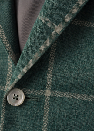 Lanificio Di Bielle By Tiglio Luxe Bottle Green Windowpane Classic Fit Pure Wool 2-Button Sport Coat 46R