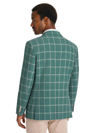 Lanificio Di Bielle By Tiglio Luxe Bottle Green Windowpane Classic Fit Pure Wool 2-Button Sport Coat 46R
