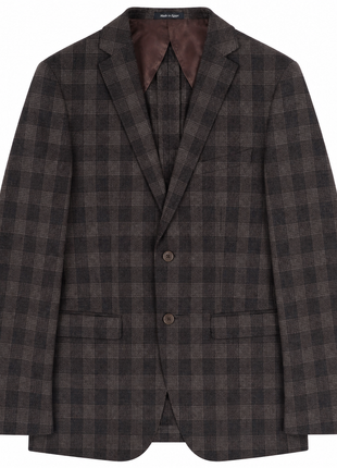 Joe New York Espresso Brown Glen Plaid Pure Wool  Classic Fit 2-Button Sport Coat 42R