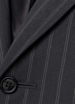 Ralph Lauren Purple Label Mens Charcoal Chalk Stripe Notch Lapel Slim Fit 3-Piece Cashmere Suit - 38L