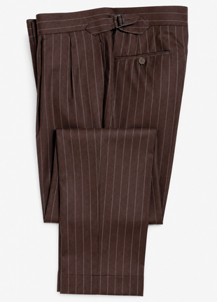 Ralph Lauren Purple Label Mens Brown Pinstripe Peak Lapel Slim Fit Double-Breasted Wool Suit - 38R