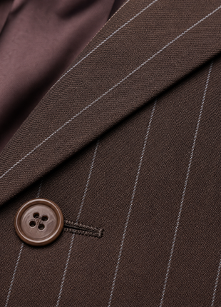 Ralph Lauren Purple Label Mens Brown Pinstripe Peak Lapel Slim Fit Double-Breasted Wool Suit - 38R
