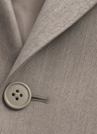 Ralph Lauren Purple Label Taupe Gray Heathered Peak Lapel Slim Fit Double-Breasted Wool Suit - 38R