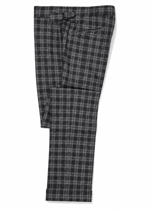 Ralph Lauren Purple Label Mens Gray & Black Glen Plaid Notch Lapel Slim Fit 3-Button Wool Suit - 38L
