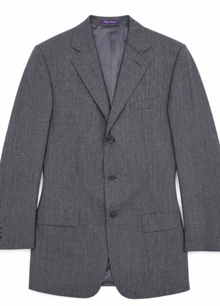 Ralph Lauren Purple Label Gray Heathered Notch Lapel Classic Fit 3-Button Tropical Wool Suit - 40L