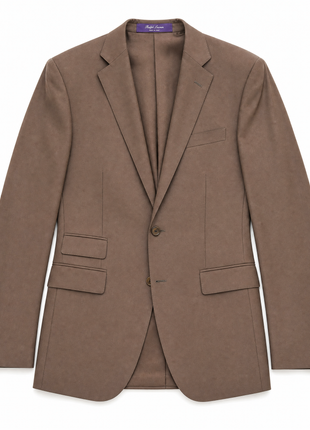 Ralph Lauren Purple Label Mens Solid Brown Notch Lapel Slim Fit 2-Button Wool Suit - 38L