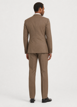 Ralph Lauren Purple Label Mens Solid Brown Notch Lapel Slim Fit 2-Button Wool Suit - 38L