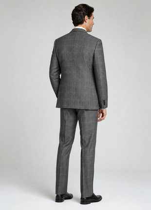 Ralph Lauren Purple Label Gray Glen Plaid Notch Lapel Slim Fit 3-Button Wool Cashmere Suit - 38L