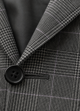 Ralph Lauren Purple Label Gray Glen Plaid Notch Lapel Slim Fit 3-Button Wool Cashmere Suit - 38L