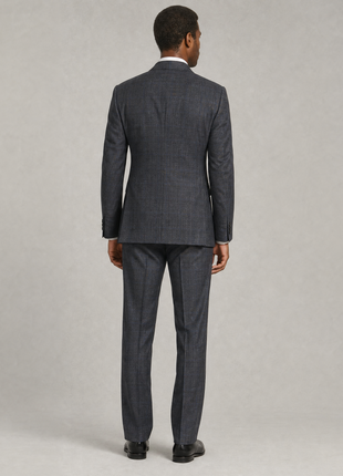 Ralph Lauren Purple Label Gray Glen Plaid Peak Lapel Slim Fit Double-Breasted Wool Suit - 38L