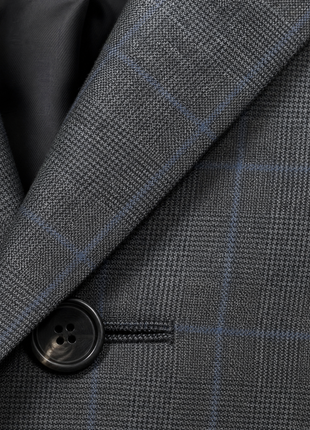 Ralph Lauren Purple Label Gray Glen Plaid Peak Lapel Slim Fit Double-Breasted Wool Suit - 38L