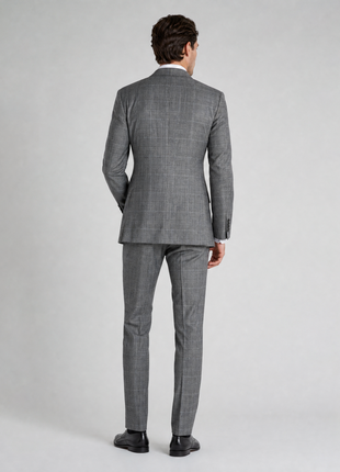 Ralph Lauren Purple Label Mens Gray Glen Plaid Notch Lapel Slim Fit 4-Button Wool Suit - 38L