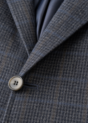 Zanella Navy Blue with Sand Windowpane Loro Piana Wool Classic Fit 3-Button Sport Coat 40R