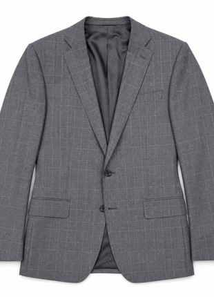 Ralph Lauren Purple Label Gray Glen Plaid Notch Lapel Slim Fit 2-Button Wool Silk Suit - 38R