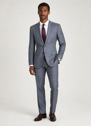 Ralph Lauren Purple Label Gray Glen Plaid Notch Lapel Slim Fit 2-Button Wool Silk Suit - 38R