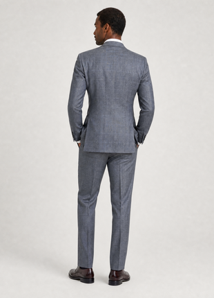 Ralph Lauren Purple Label Gray Glen Plaid Notch Lapel Slim Fit 2-Button Wool Silk Suit - 38R