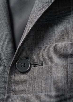 Ralph Lauren Purple Label Gray Glen Plaid Notch Lapel Slim Fit 2-Button Wool Silk Suit - 38R