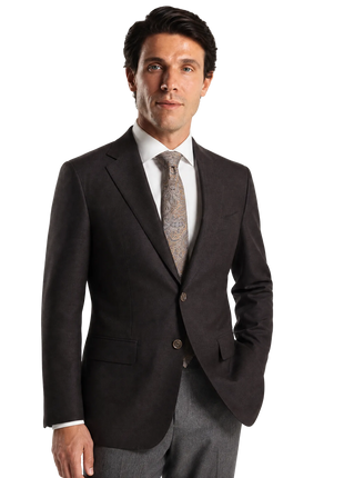 Porfidia Espresso Brown Twill Weave Classic Fit Wool Blend 2-Button Sport Coat 44L