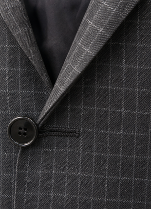 Ralph Lauren Purple Label Mens Charcoal Grid Check Peak Lapel Slim Fit 3-Piece Wool Suit - 38L
