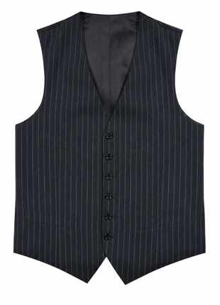 Ralph Lauren Purple Label Mens Black Pinstripe Notch Lapel Slim Fit 3-Piece Wool Suit - 38R