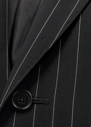 Ralph Lauren Purple Label Mens Black Pinstripe Notch Lapel Slim Fit 3-Piece Wool Suit - 38R