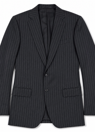 Ralph Lauren Purple Label Mens Black Pinstripe Notch Lapel Slim Fit 3-Piece Wool Suit - 38R
