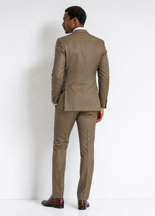 Ralph Lauren Purple Label Solid Brown Notch Lapel Slim Fit 3-Piece Silk Suit - 38R