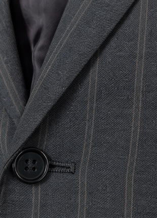 Gianluca Isaia Mens Charcoal & Brown Stripe Notch Lapel Slim Fit 2-Button Wool Suit - 40R